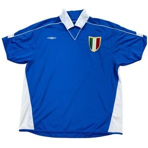 Umbro Italy Soccer Jersey Mens XL Blue National Team Football Polo Shirt Vintage